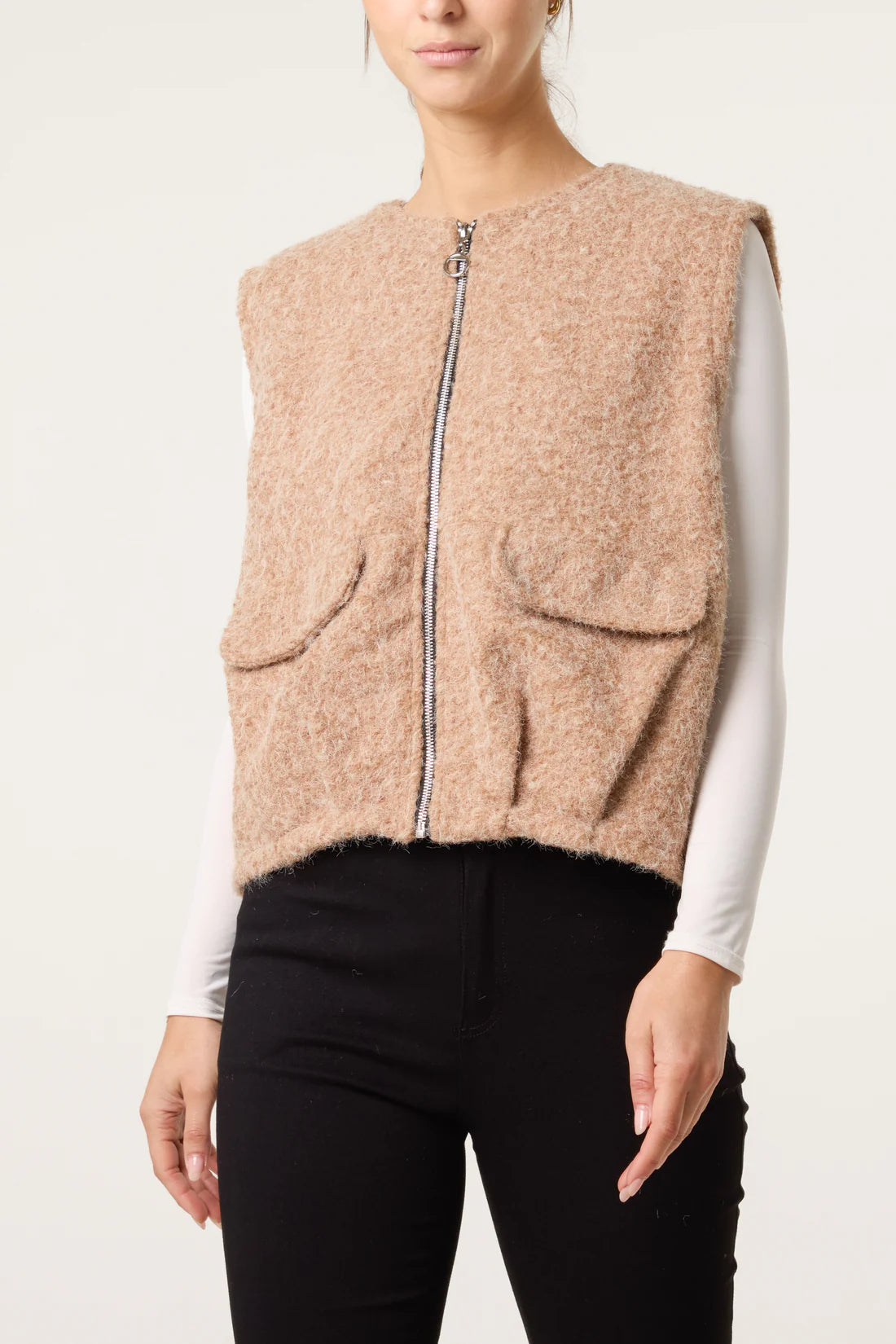 Fluffy Zip Vest