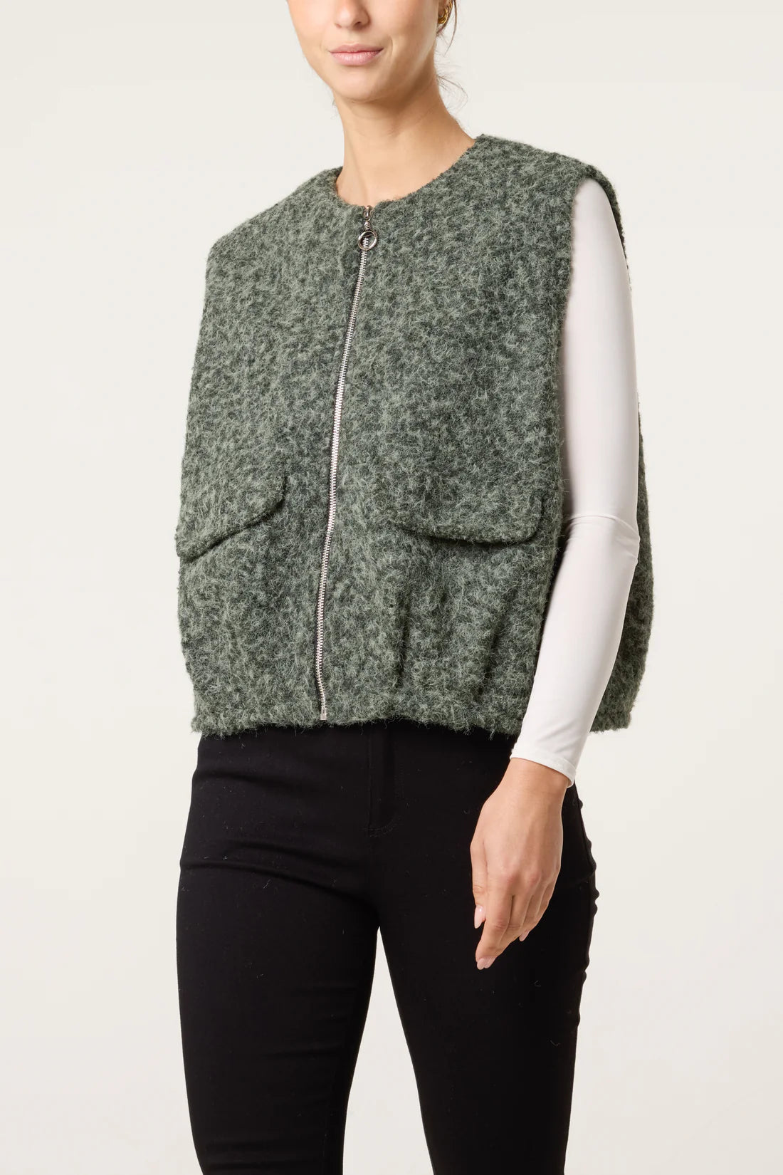 Fluffy Zip Vest