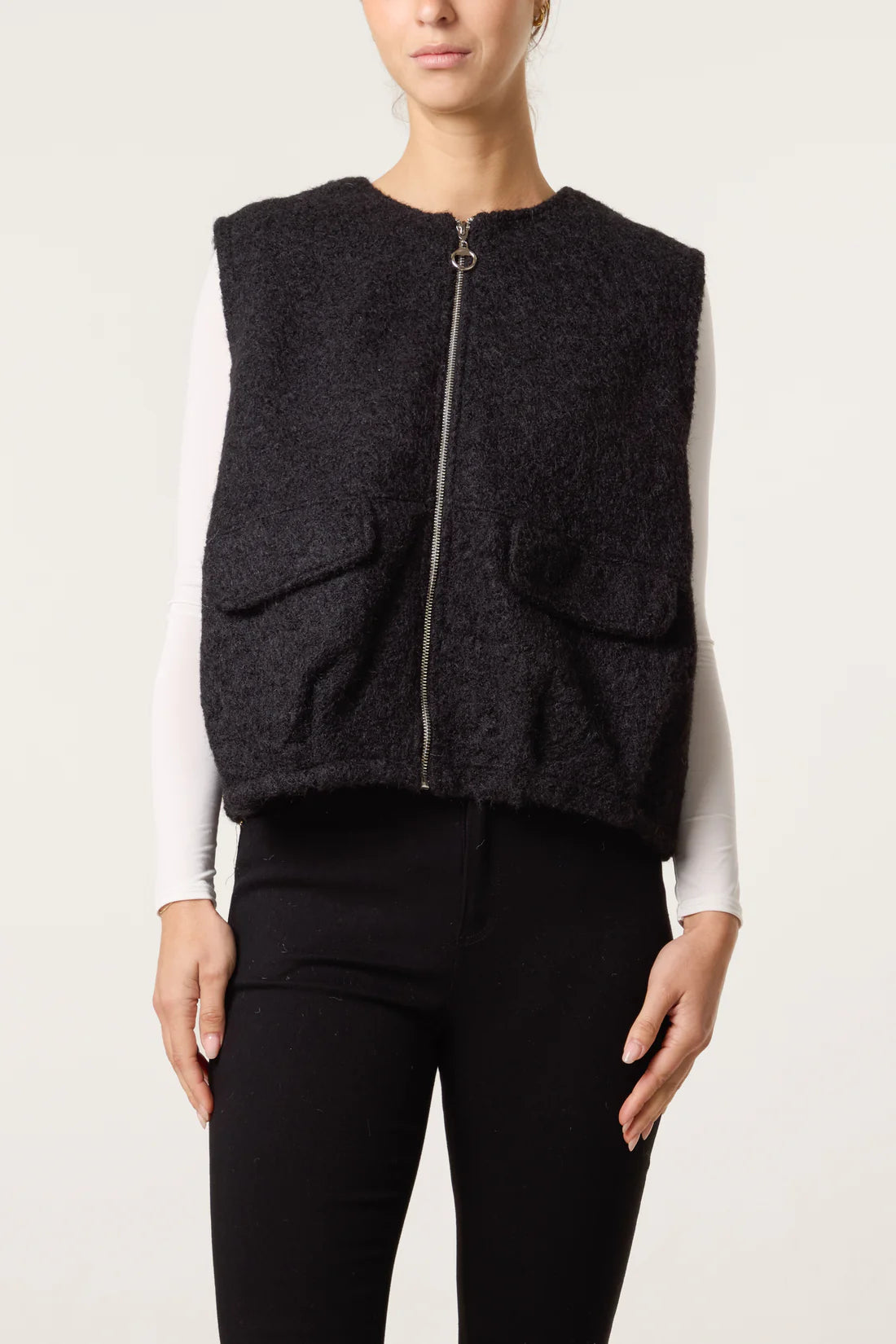 Fluffy Zip Vest