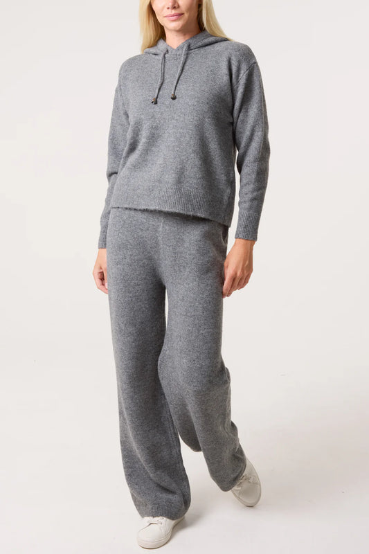 Wool Blend Knit Set Grey