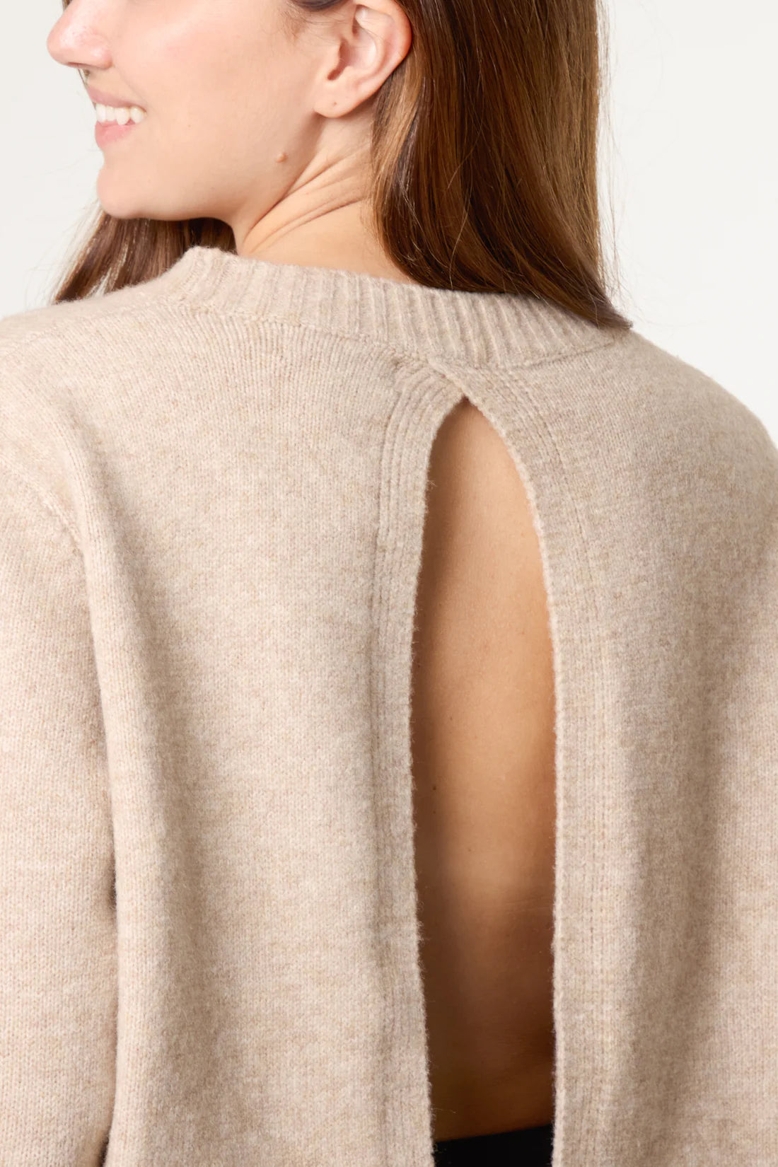 Tie Back Knit Beige