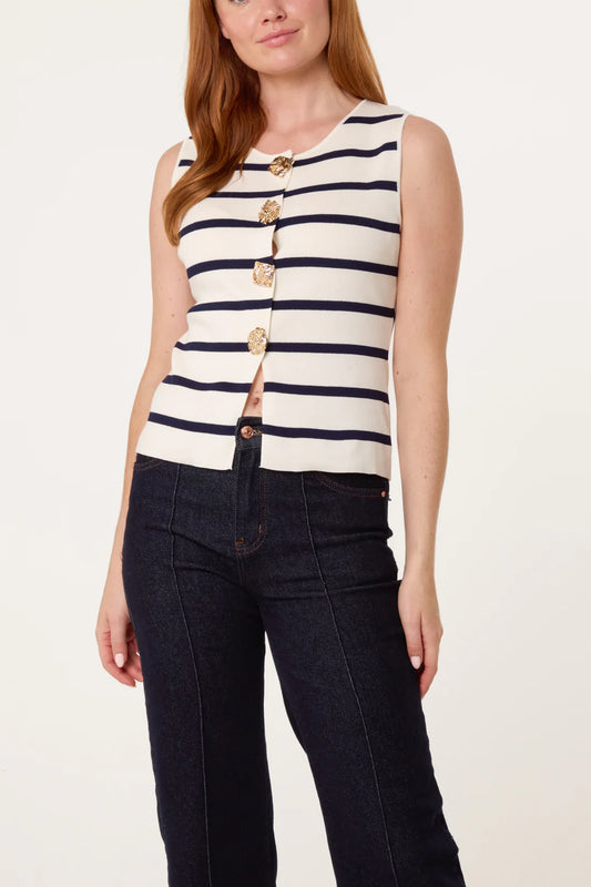 Stripe Button Vest