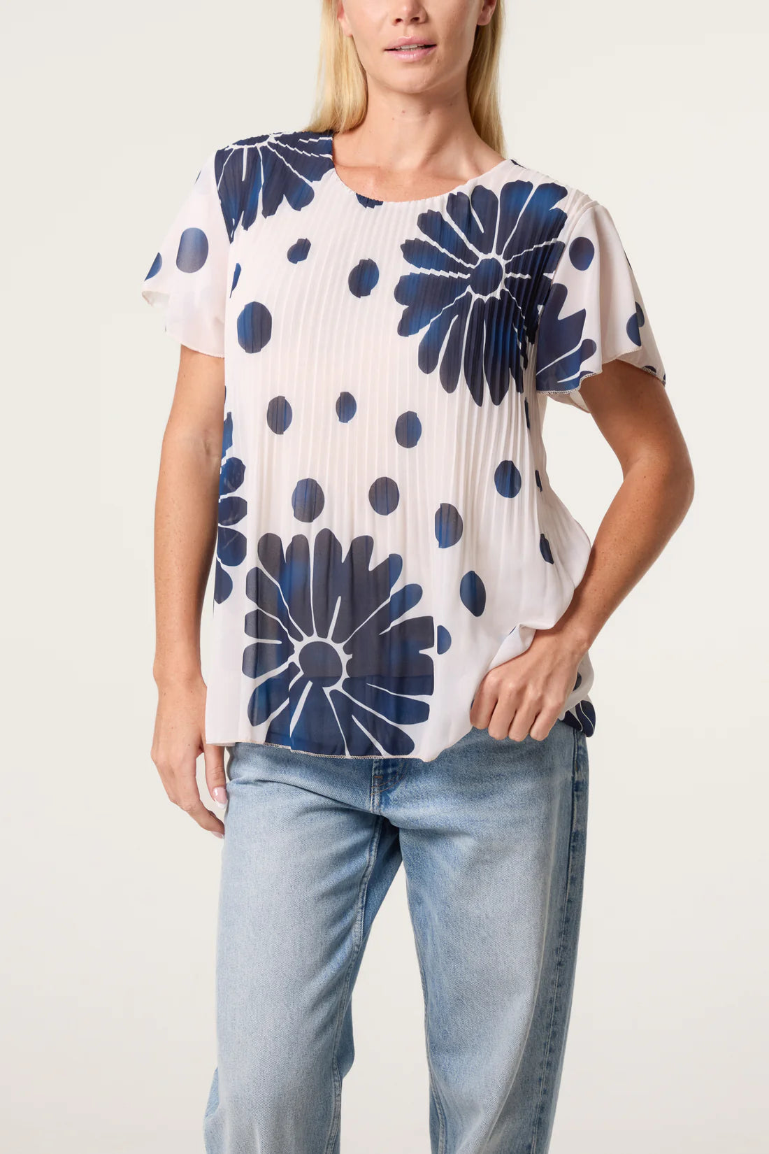 Pleat Flower Blouse
