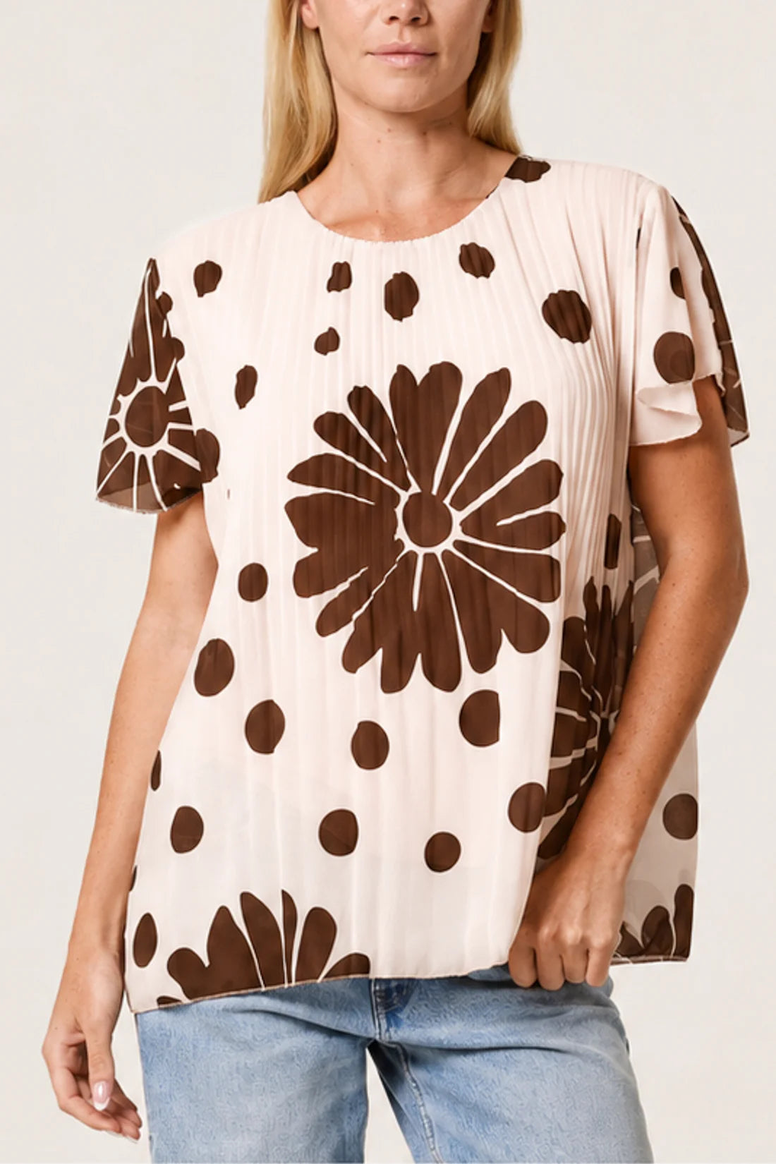 Pleat Flower Blouse